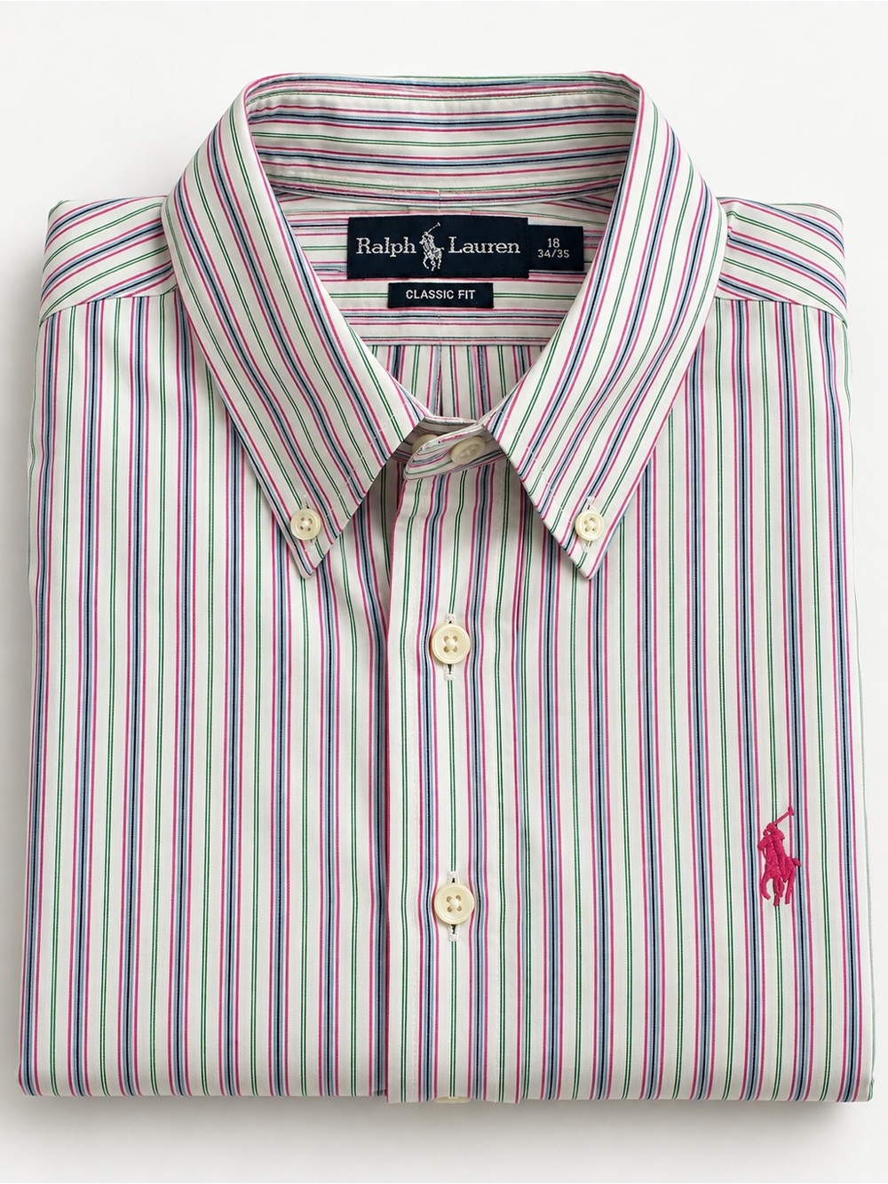 Ralph Lauren Classic Fit Multicolor Striped Button Down Shirt Size 18 34/35